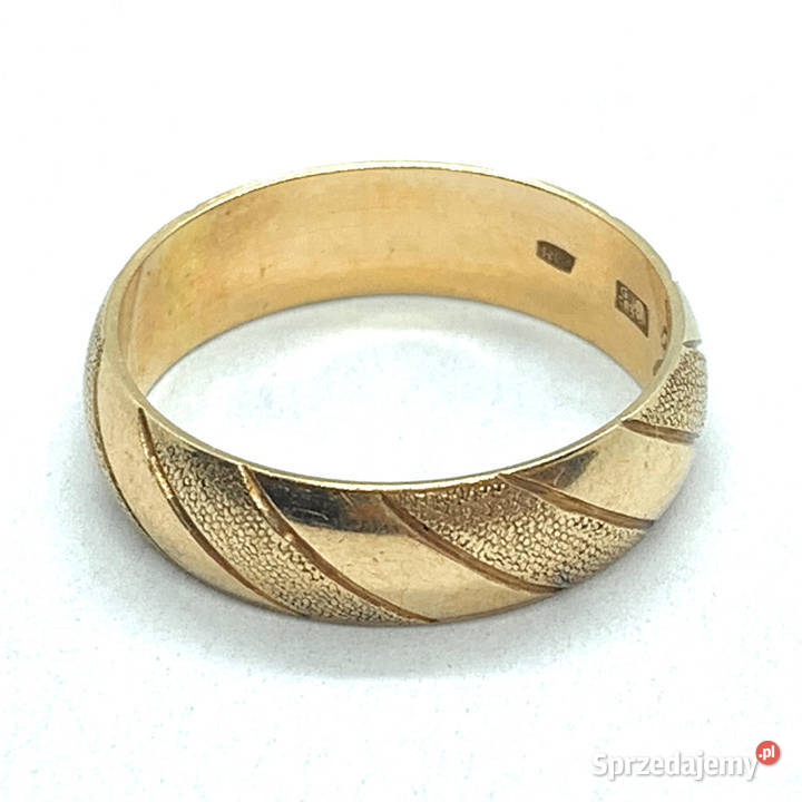 Złota OBRĄCZKA damska 14K cudownie ZDOBIONA r15 Pierścionki Warszawa