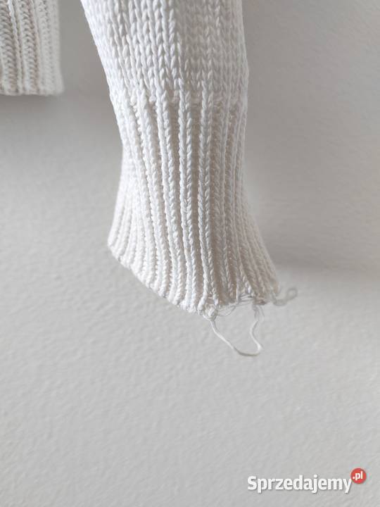 Biały haftowany sweter Kardigan 80 90s Vintage Rozmiar 42(XL) podkarpackie Jasło