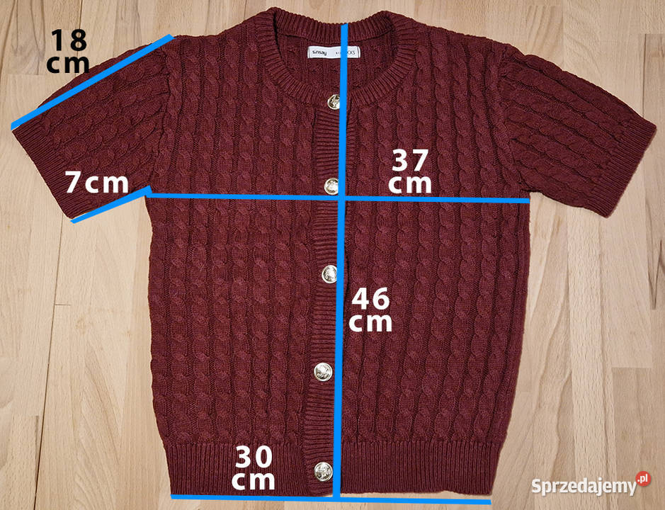 Sweter damski bordowy z krótkimi rękawami i