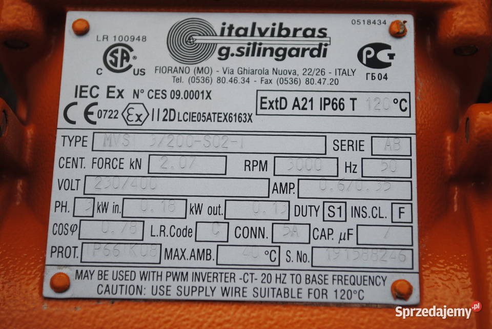 Elektrowibrator 018kw 3000obrmin ITALVIBRAS