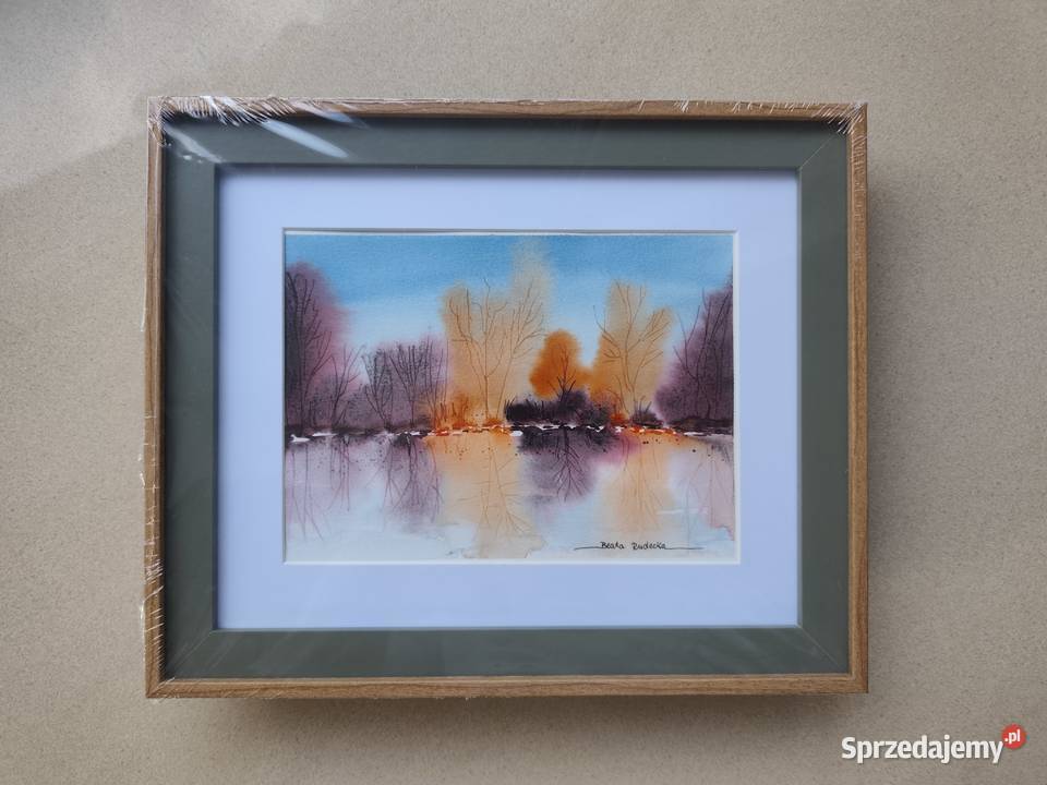 Akwarela Akwarelka Obraz pt Uroczysko Oprawiona wielkopolskie Poznań sprzedam