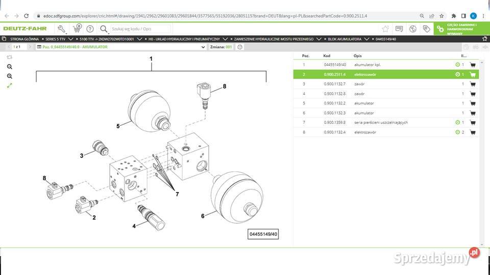 elektrozawór amortyzacji osi DeutzFahr Agrotron