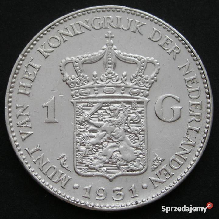 HOLANDIA 1 GULDEN 1931 WILHELMINA SREBRO Łódź sprzedam