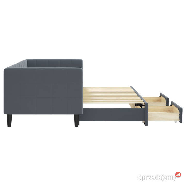 Sofa rozsuwana z szufladami ciemnoszara aksamit mazowieckie Warszawa