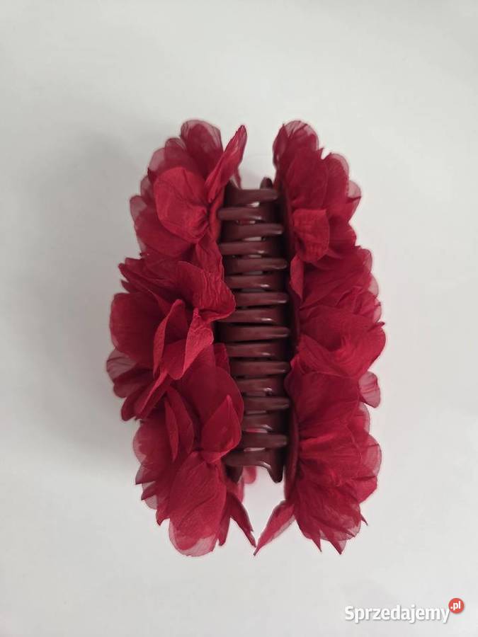 Spinka klamra do włosów kwiaty czerwona Liszki