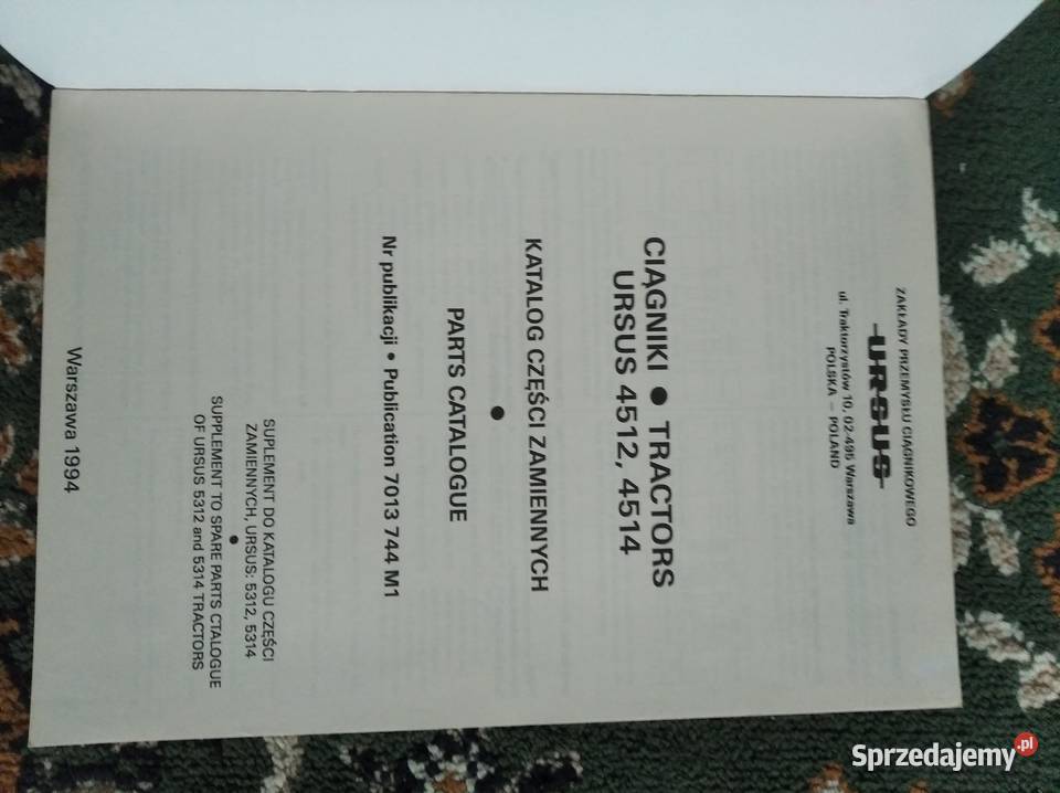 Katalog części ciągnika Ursus 45124514 suplement Lublin