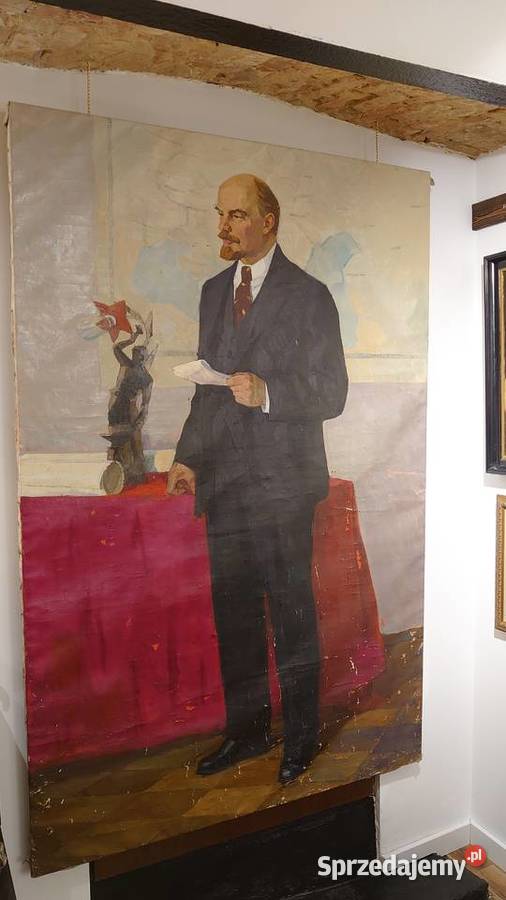 Duże płótno socrealizm Lenin Poznań