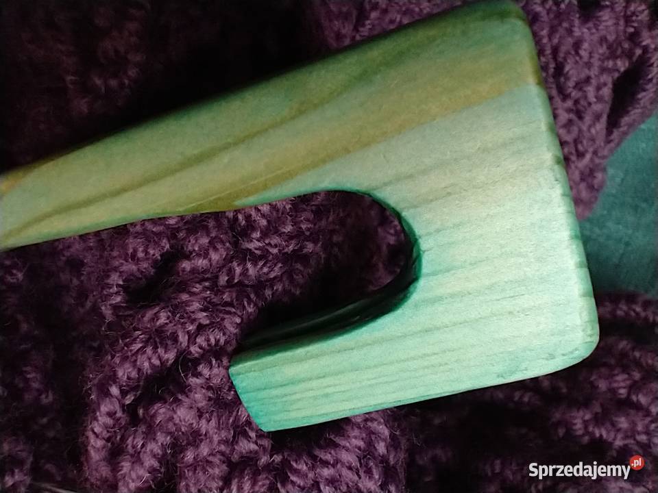 Turkusowa agrafka broszka drewno rękodzieło Łódź