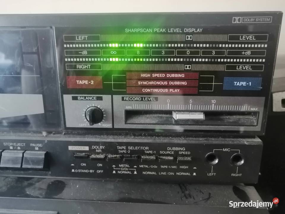 magnetofon dwukasetowy deck stereo SHARP typ Magnetofony Legnica
