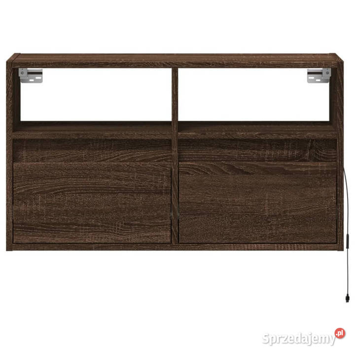 Ścienna szafka TV z LED brązowy dąb 80x31x45 Warszawa
