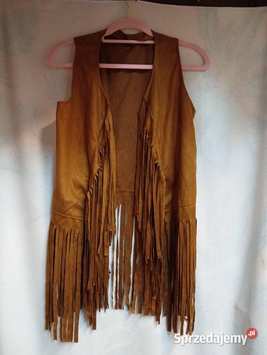 38M Brązowa kamizelka kowbojska z frędzlami Nowa sprzedam
