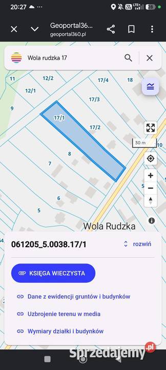 Sprzedam działkę Wola Rudzka