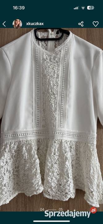 elegancka bluzka ecru z baskinką r S ZARA Kalisz