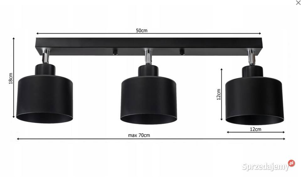 Lampa sufitowa potrójna regulowana 3xE27 Czarna Choroszcz sprzedam