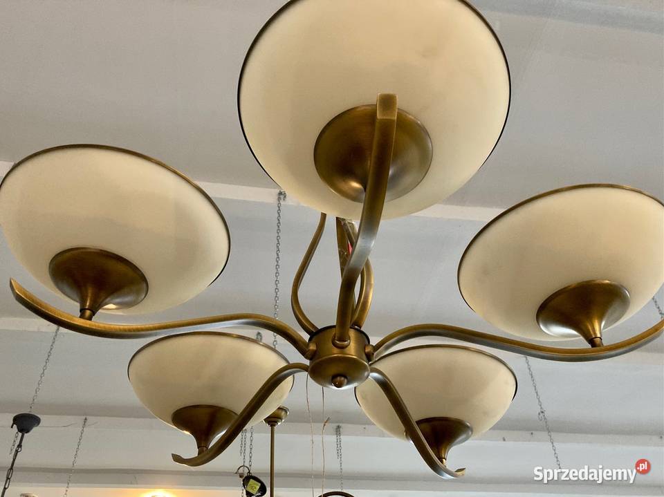 Klasyczna lampa z kloszami mosiądz wielokolorowy opolskie Opole