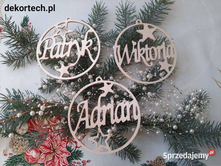 Drewniane bombki na choinkę dekoracja świąteczna Chomranice