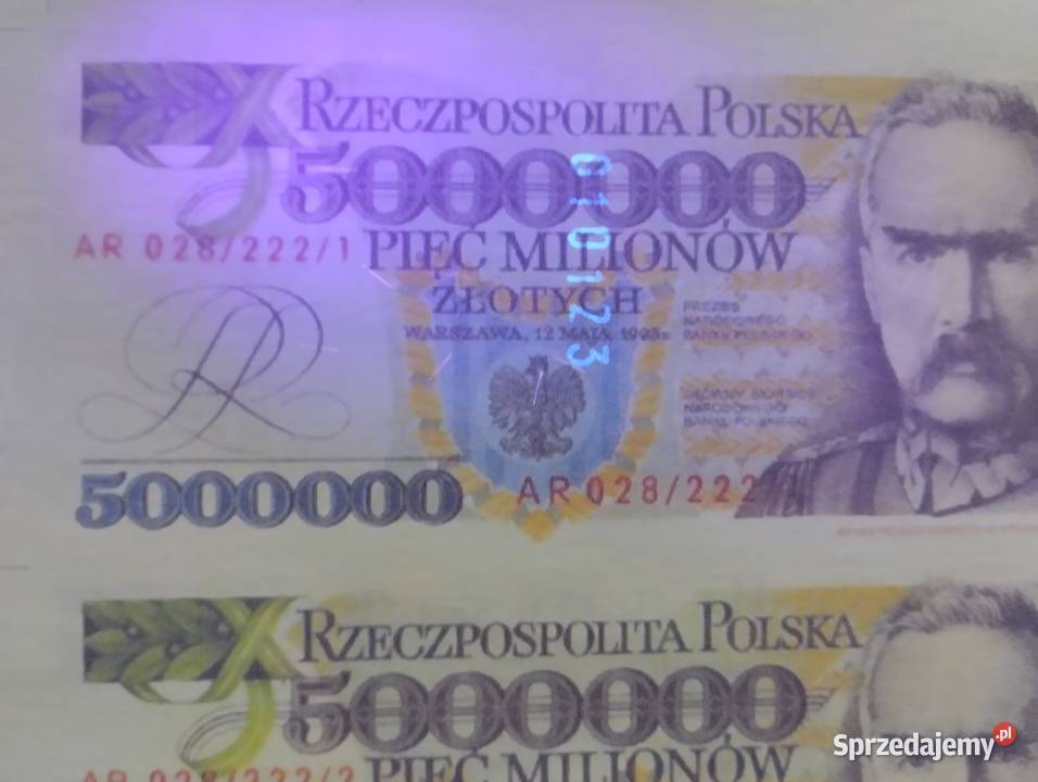 POLSKA arkusz z 6 banknotami 5000000 złotych Białystok sprzedam