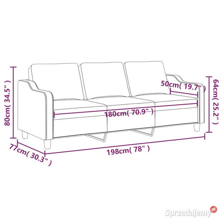 Sofa 3osobowa kolor taupe 180 tapicerowana mazowieckie Warszawa sprzedam