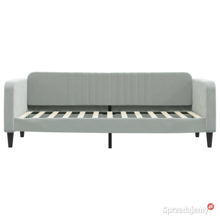 Sofa rozsuwana z szufladami jasnoszara aksamit 75cm Warszawa