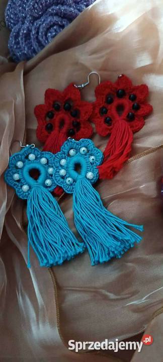 Rękodzieło szydełko kolczyki sprzedam