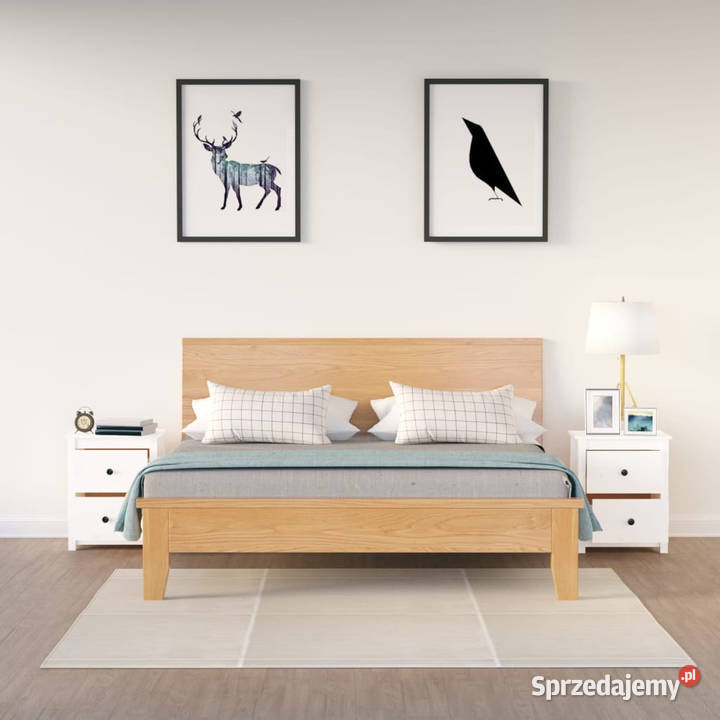Szafki nocne 2 białe 50x35x615 lite drewno Nocne Nocne