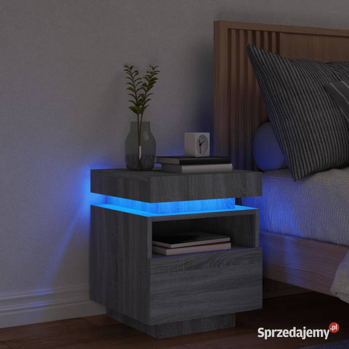 Szafka nocna z LED szary dąb sonoma 40x39x485 Nocne Warszawa