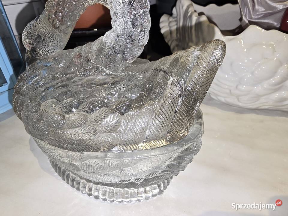 Bomboniera łabędź szkło transparentne Sosnowiec