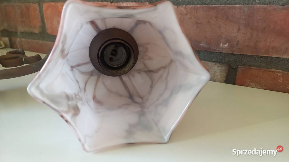 Kinkiet metalowy ścienny Art Deco ze szklanym