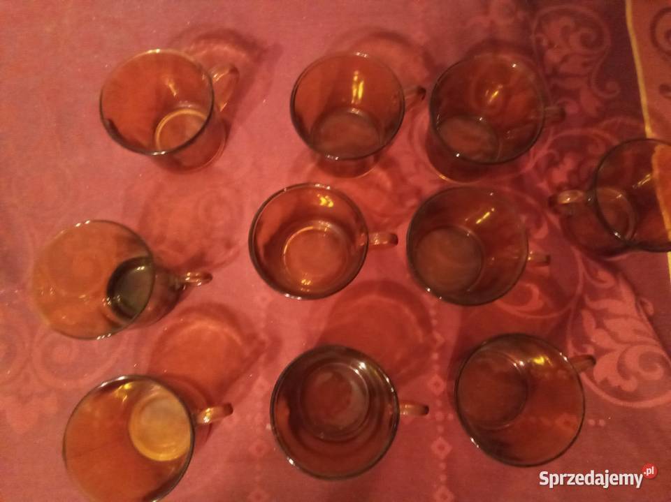 10 filiżanek pomarańczowych dwa talerzyki Warszawa