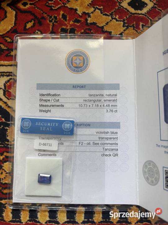 Naturalny TANZANIT 376 ct Certyfikat IGE mazowieckie Warszawa