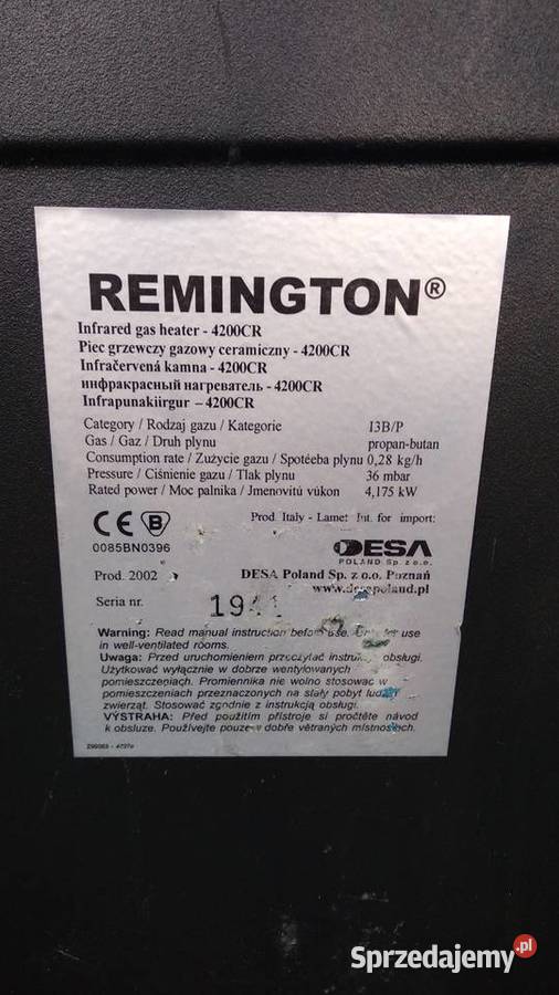 PIEC GAZOWY NA PROPANBUTAN REMINGTON Ruda Śląska