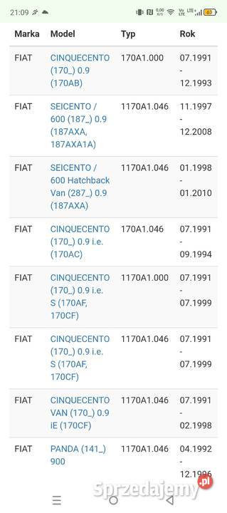 Alternator regenerowany fiat Seicento osobowe Zagroby-Łętownica