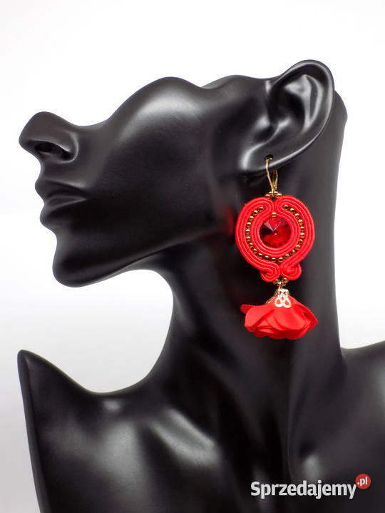 CZERWONE KOLCZYKI Z CHWOSTEM SUTASZ Kolczyki Kolczyki Warszawa