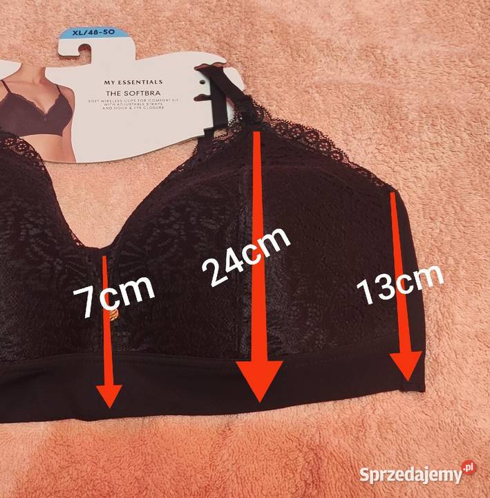 Czarny biustonosz z czarną koronką XL Piaseczno