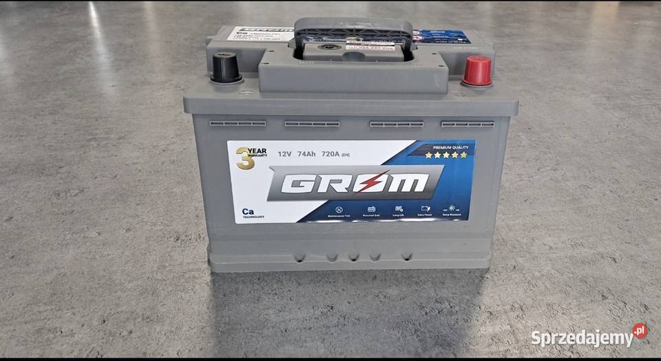 Akumulator GROM Premium 74Ah 720A EN DTR Prawy Rok produkcji 2023 Grudziądz
