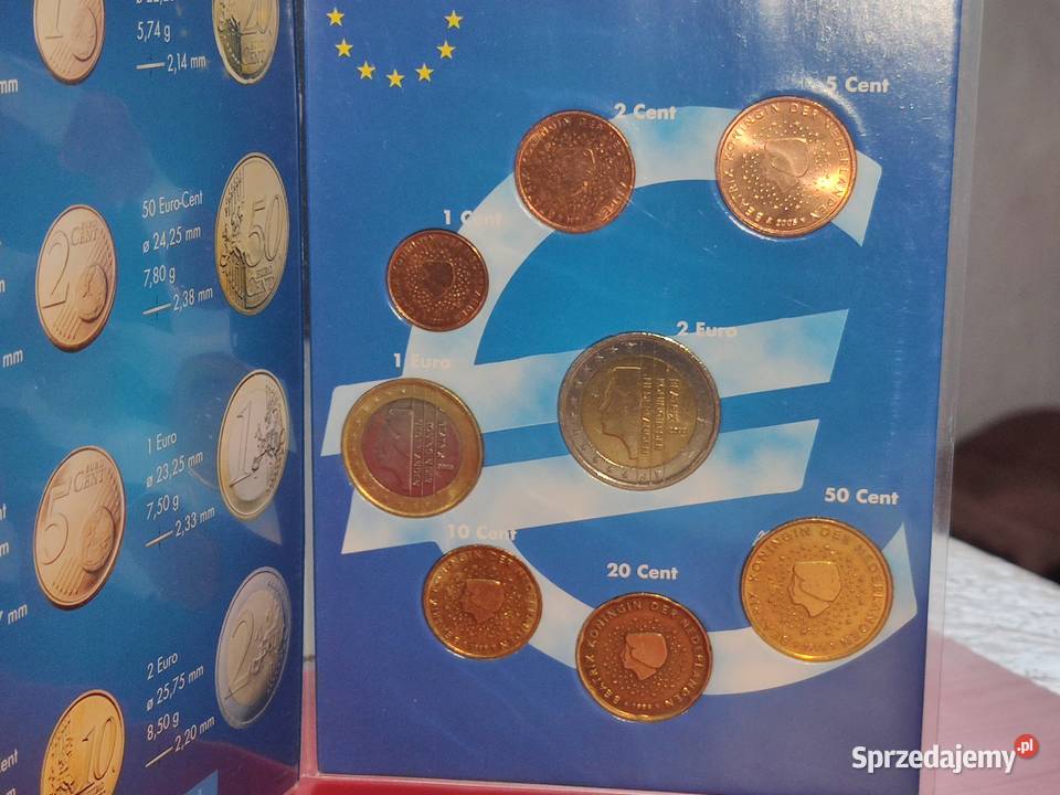 Holandia klaser z monetami 2 euro do 1 centa 8 Numizmatyka