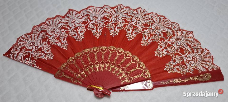 Wachlarz składany czerwony plastikowy 43 śląskie Czeladź