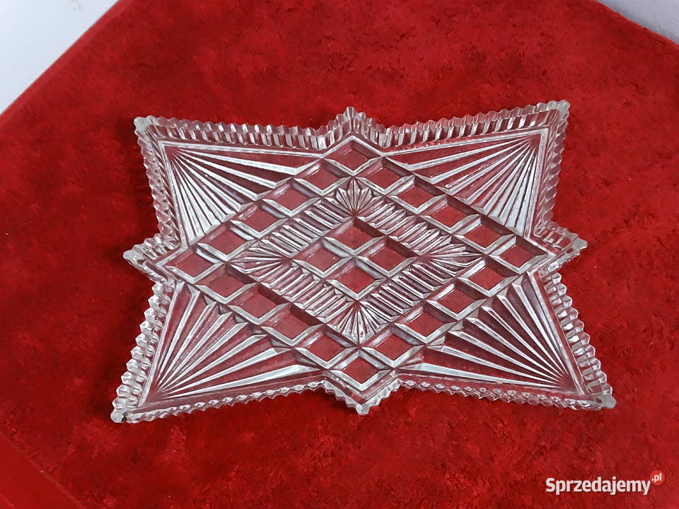 Duża szklana patera VINTAGE 34 Szkło prasowane Biłgoraj sprzedam
