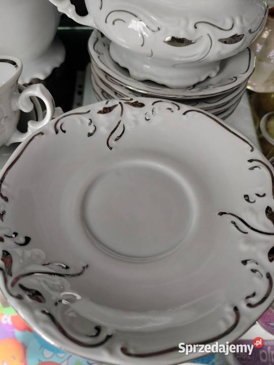 Serwis kawowy Wałbrzych srebrzony Porcelana i szkło zachodniopomorskie