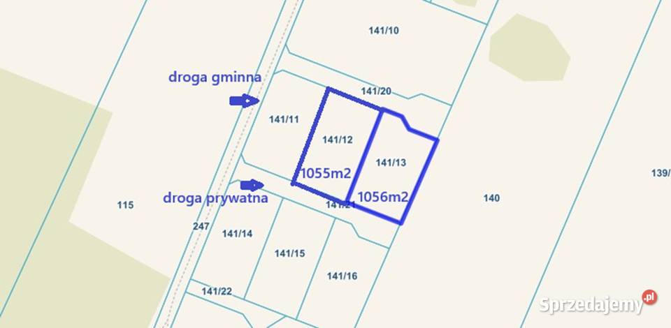 Działka budowlana 2100 Konary Wińsko woda