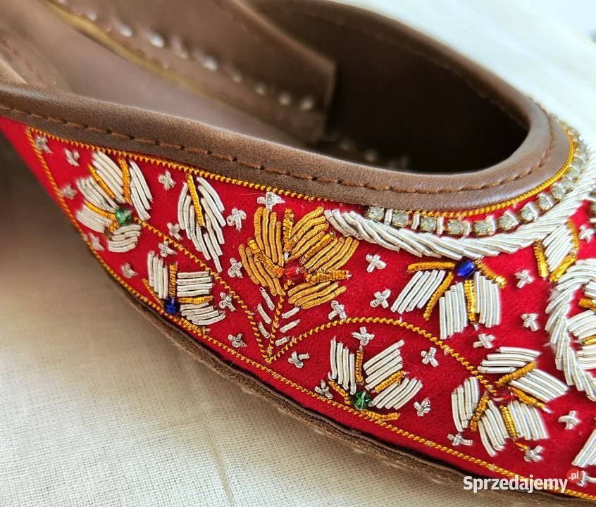 Indyjskie buty baleriny khussa 37 38 zdobione skóra Balerinki Szczecin sprzedam