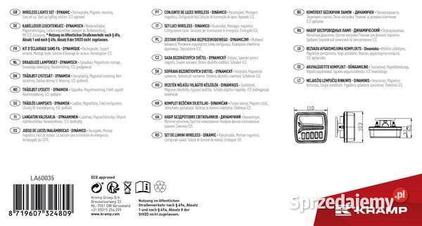 Zestaw lamp bezprzewodowych LED kwadratowych 12V Kamionna