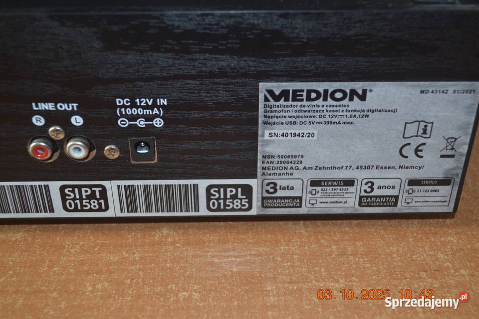 Gramofon Medion z MP3 wielkopolskie Gruszczyn