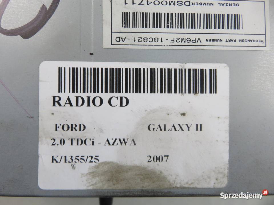 RADIO FORD GALAXY II 6M2T18C939AF KOD Radioodtwarzacze
