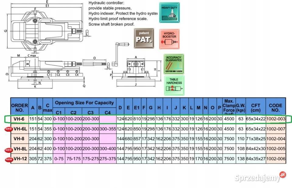 IMADŁO MASZYNOWE HYDRAULICZNE 6516150 VH61