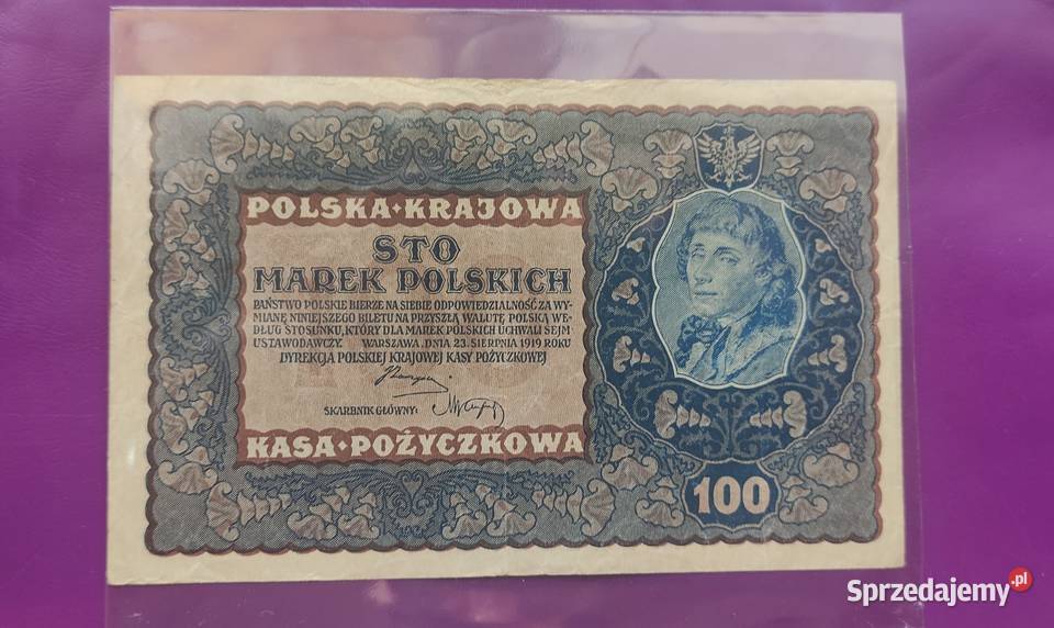 Banknot 100 MAREK POLSKICH 1919 ID Serja C - Ładny !