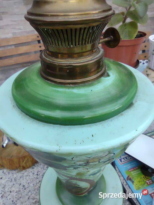 Antyk lampa naftowa LB ręcznie malowana Belgia