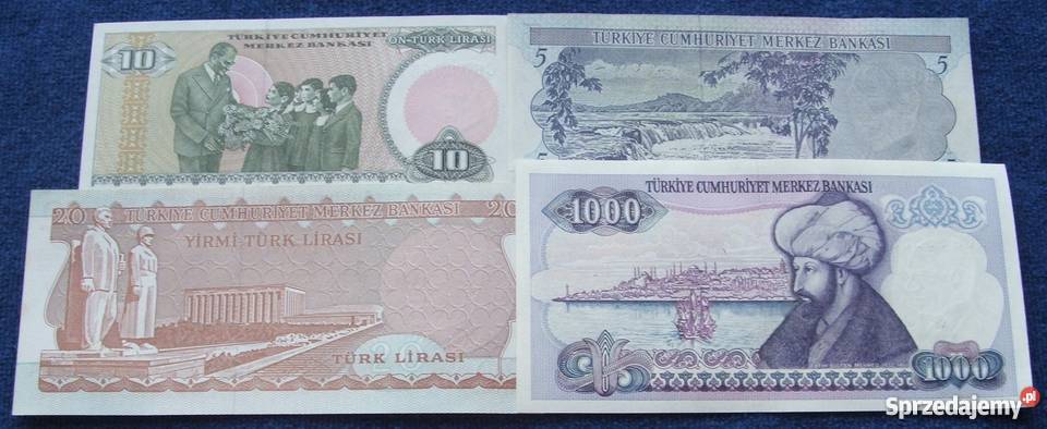 TURCJA STARA Kolekcjonerskie Banknoty Zestaw 4