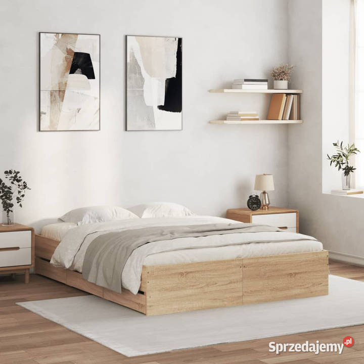 Rama łóżka z szufladami dąb sonoma 140x200 Warszawa sprzedam