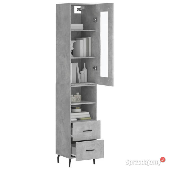 Wysoka szafka szarość betonu 345x34x180 Warszawa